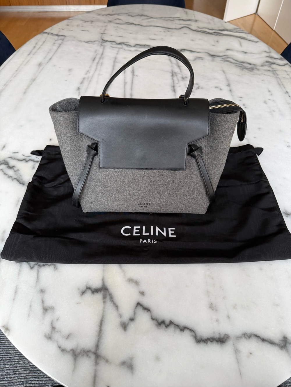Céline Felt & Smooth Leather Gray and Black Belt Bag - Picture 2 of 8
